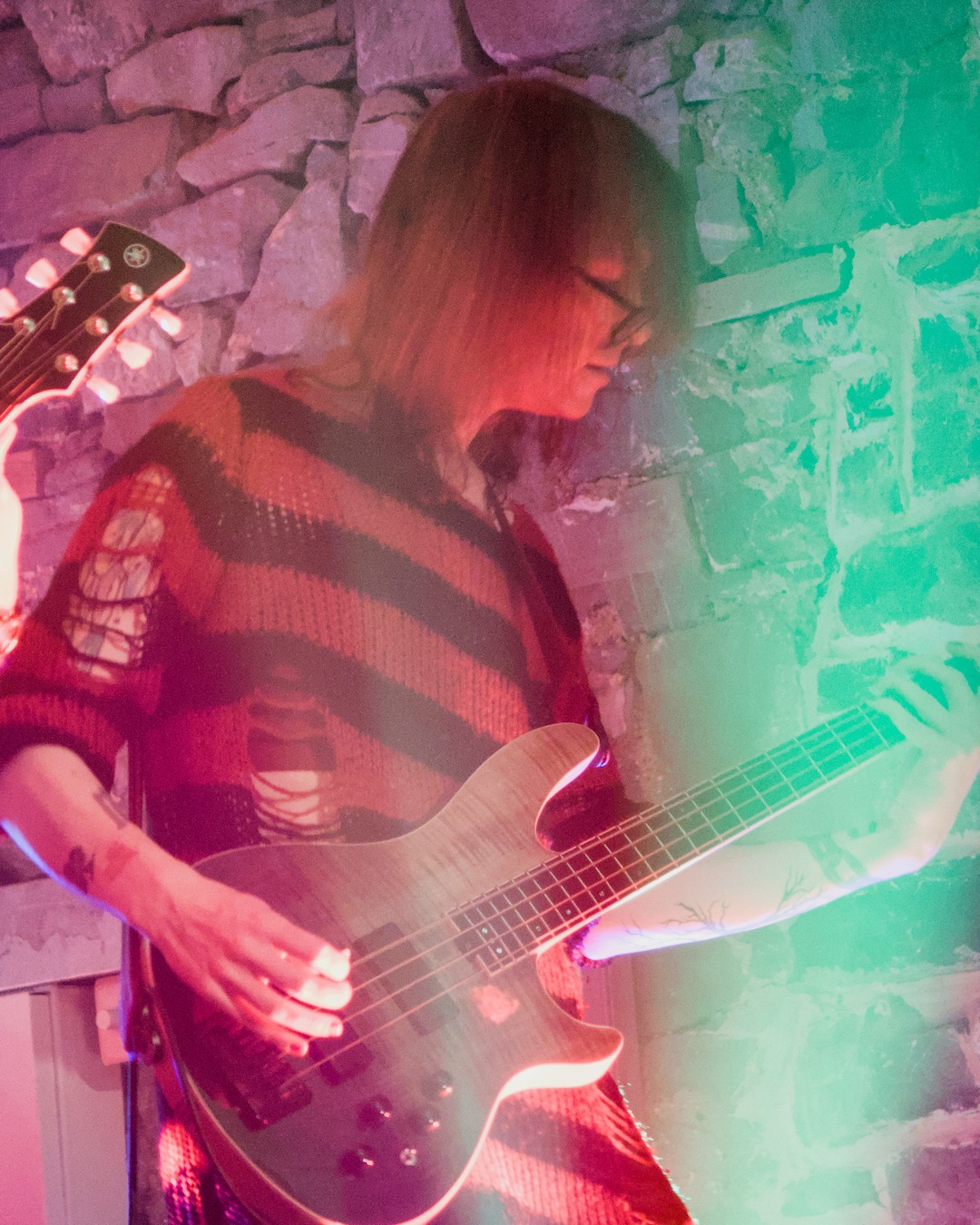 Band member performing live