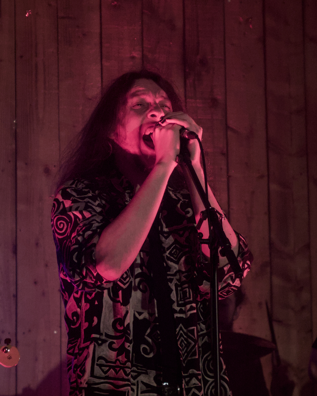 Singer performing live — close-up