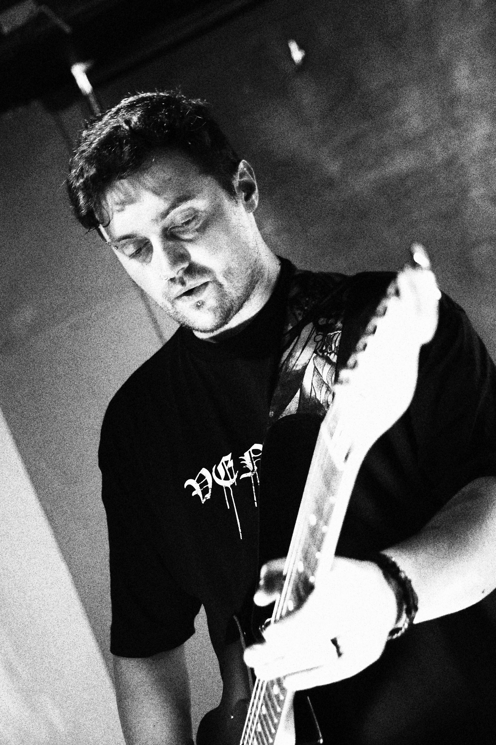Guitarist — black and white portrait